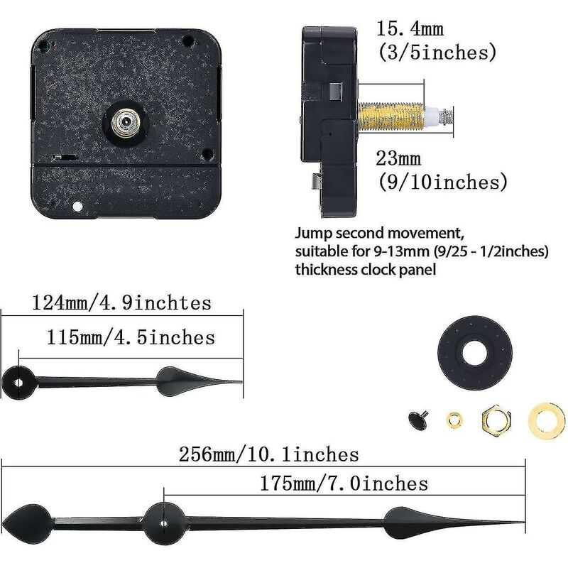 Moteur d'horloge à mouvement d'horloge à couple élevé à arbre long avec aiguilles en forme de bêche de 7 pouces - 4