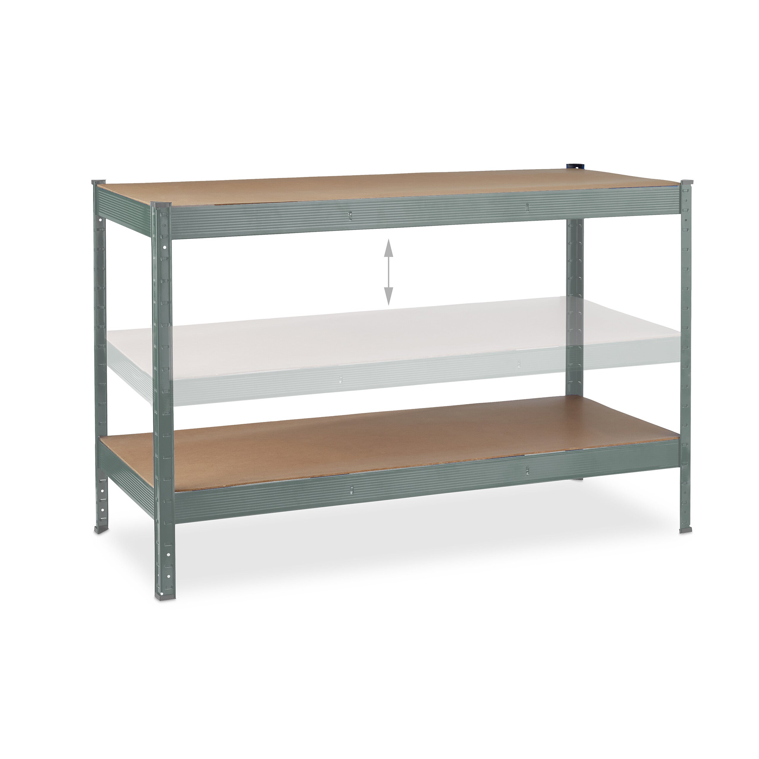 Bancada de trabalho, 600 kg, mesa, HBT: 91x141x61 cm, 2 níveis ajustáveis, bancada em aço e MDF, antracite, Relaxdays - 6