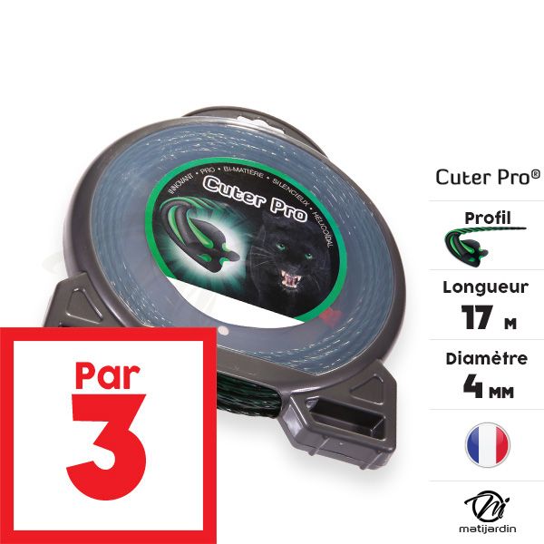 Fil nylon Cuter'pro 4 mm x 17 m Hélicoïdal Blister par 3 - 2