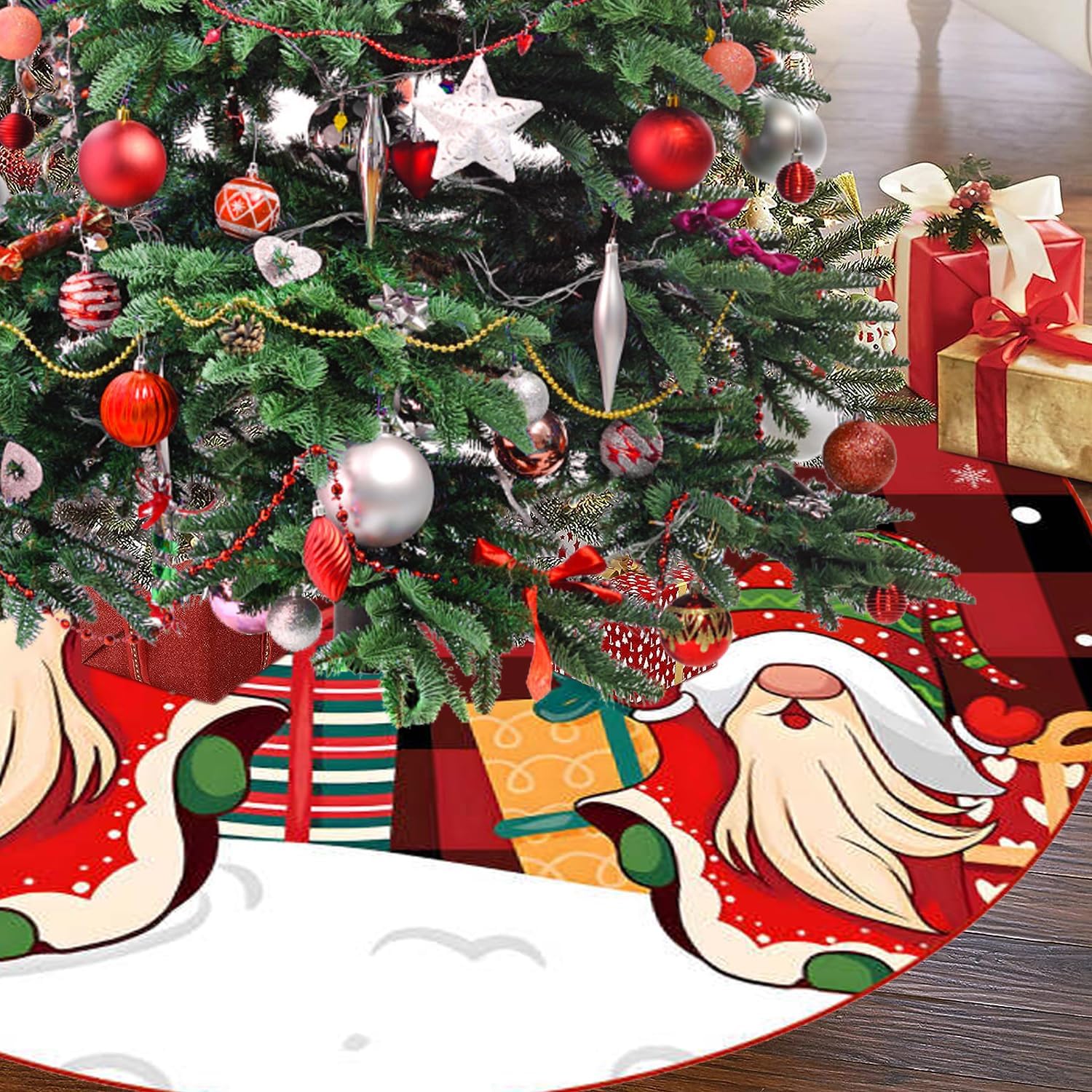 Jupe De Sapin De Noël à Rayures Rouges Et Blanches De 122 Cm