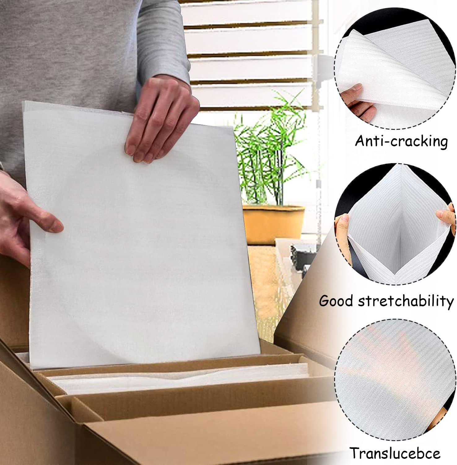 Feuilles Mousse Papier Bulle Déménagement Carton pour Vaisselle Carton Demenagement Verres Plats Assiettes (100PCS) - 3