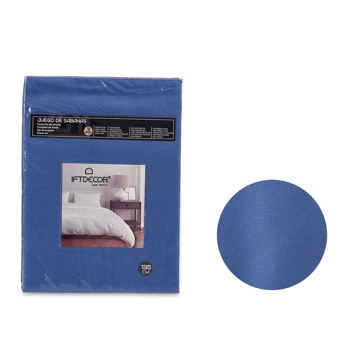 Juego de sábanas azul cama de 135 3 piezas