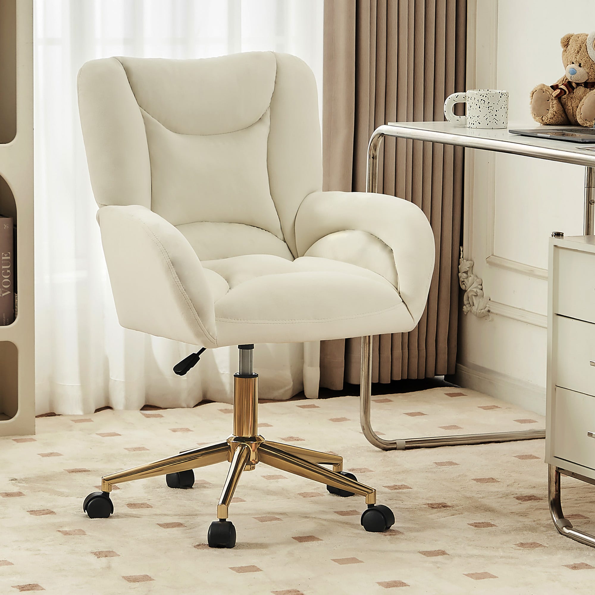 Chaise Pivotante En Velours cru R glable En Hauteur Design Chaise Pivotante En Velours cru R glable En Hauteur Design