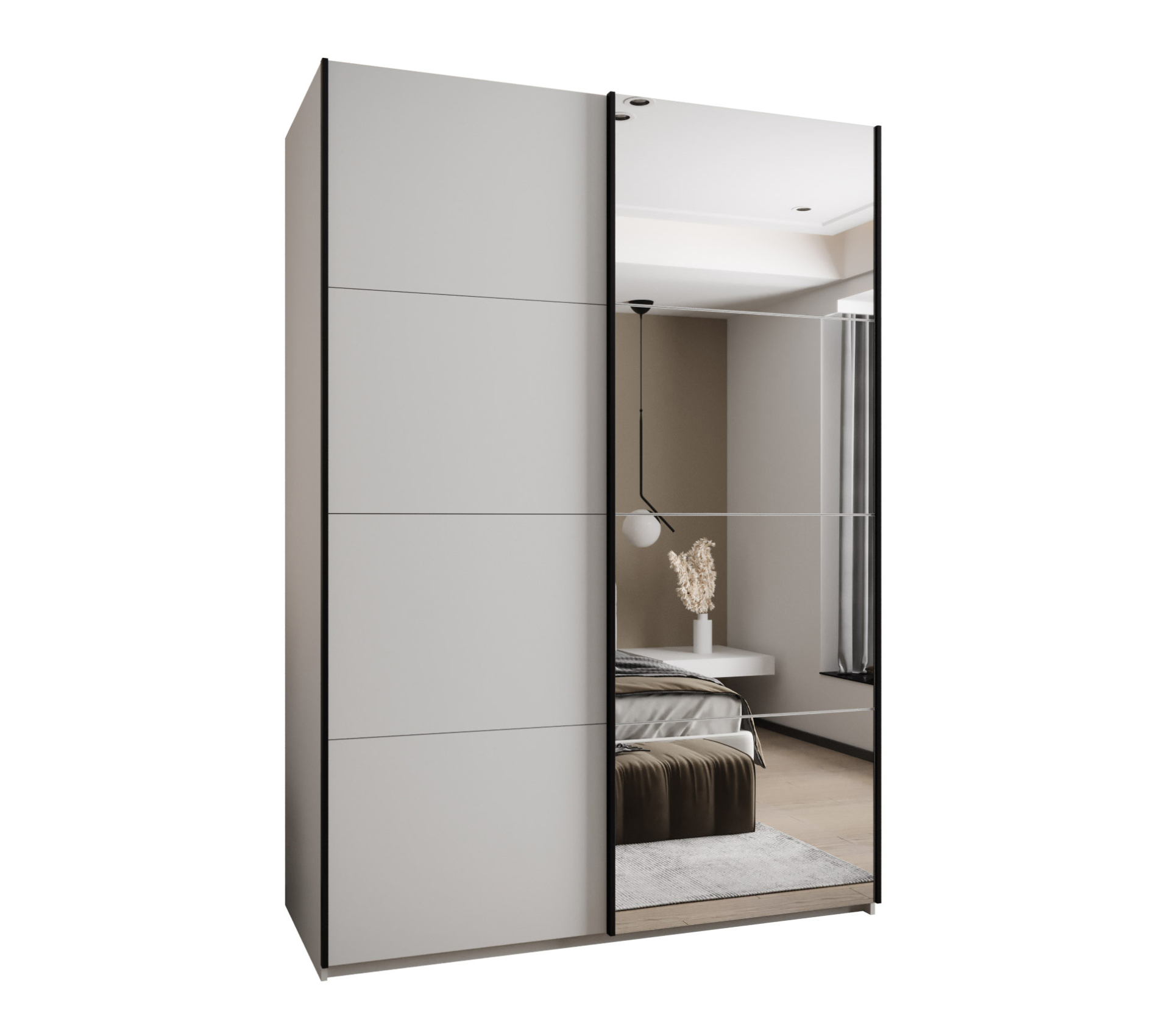 Szafa przesuwna wysoka Lux 3 180 x 64 x 245,5 cm biały + biały + u. czarny - Abiks Meble