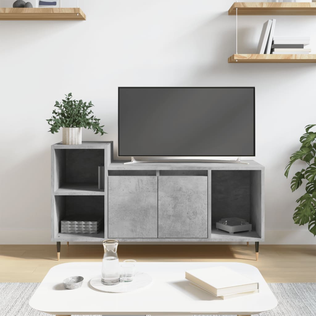 Meuble TV Gris béton 160x35x55 cm Bois d'ingénierie BE79434