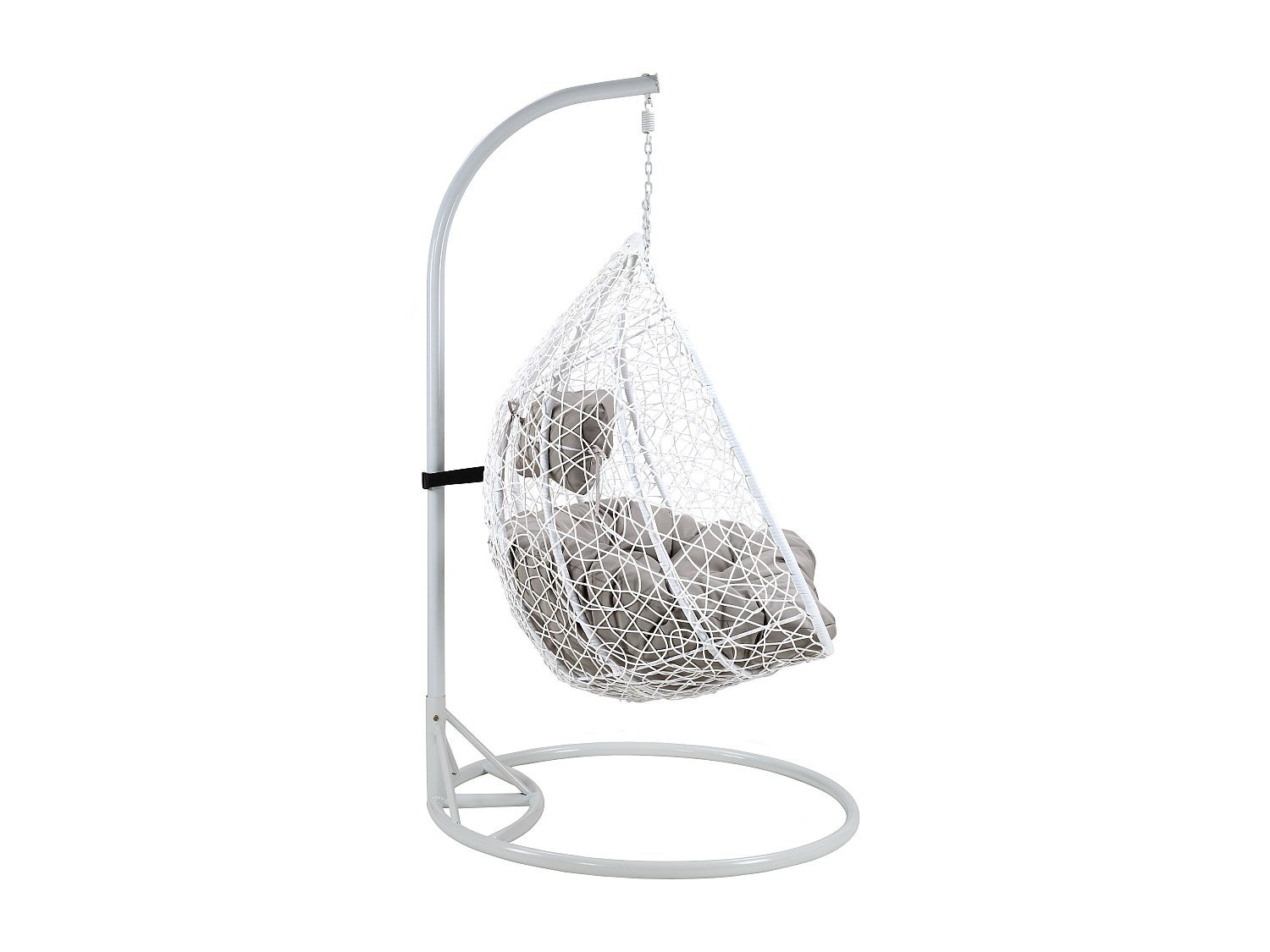 Fauteuil suspendu 2 places en résine tressée - Blanc avec coussins gris - CAYAMBE de MYLIA - 4