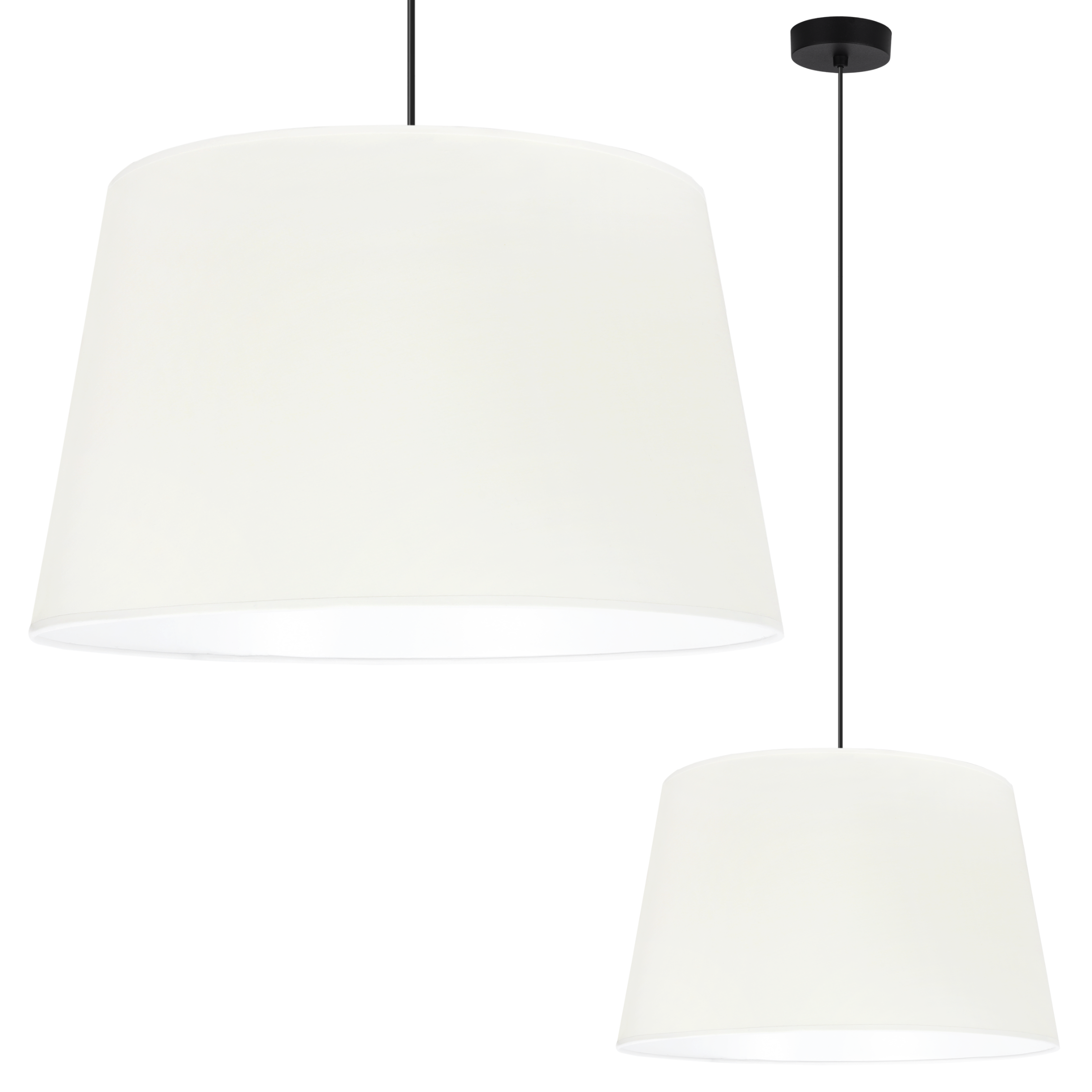 Lampa sufitowa wisząca Juta czarna boho 1xE27 abażur okrągły stożek 44cm kremowy Light Home LH