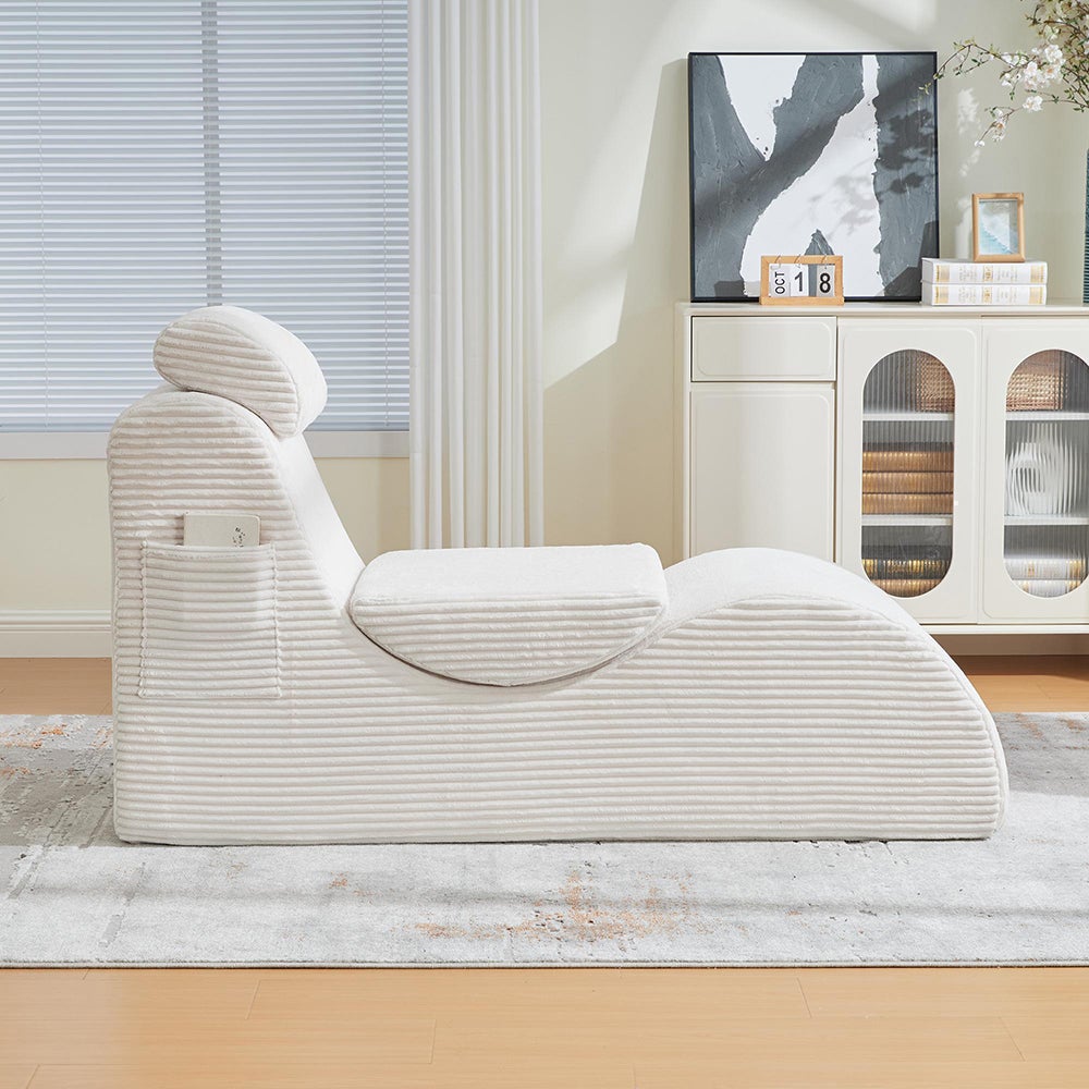 Fauteuil moderne design unique ergonomique mousse élastique pour confort quotidien coussin assise amovible poche latérale Beige - 8