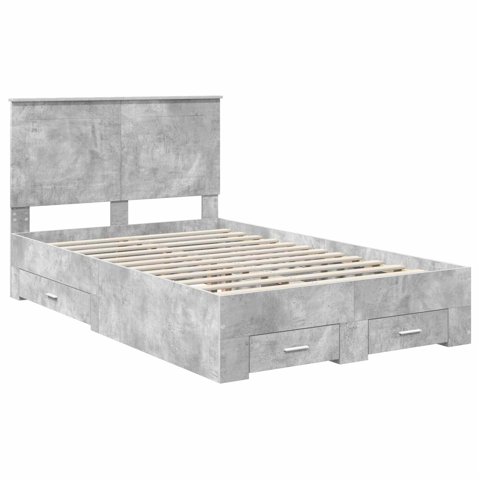 Cadre de lit gris béton 135 x 190 cm panneau de bois - 4