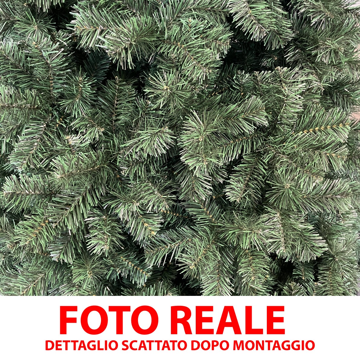 Albero Di Natale 210 Cm Con Sacca Effetto Reale 1078 Rami Foltissimo Molto Folto Rami A Gancio Base Croce In Metallo Doppia Foglia Colorata PVC 210Cm - 5