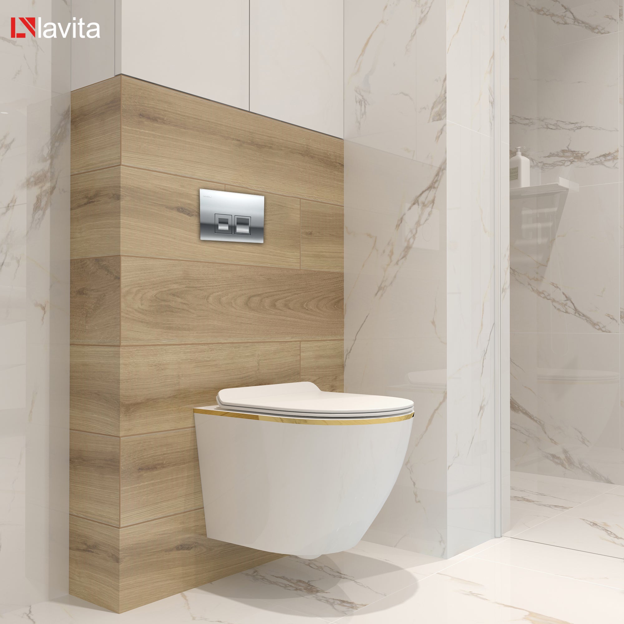 GEBERIT Duofix Basic Support Bâti-support + Lavita WC Praia suspendu blanc sans bord + panneau de commande Delta 25 chrome | Kit complet WC - 6