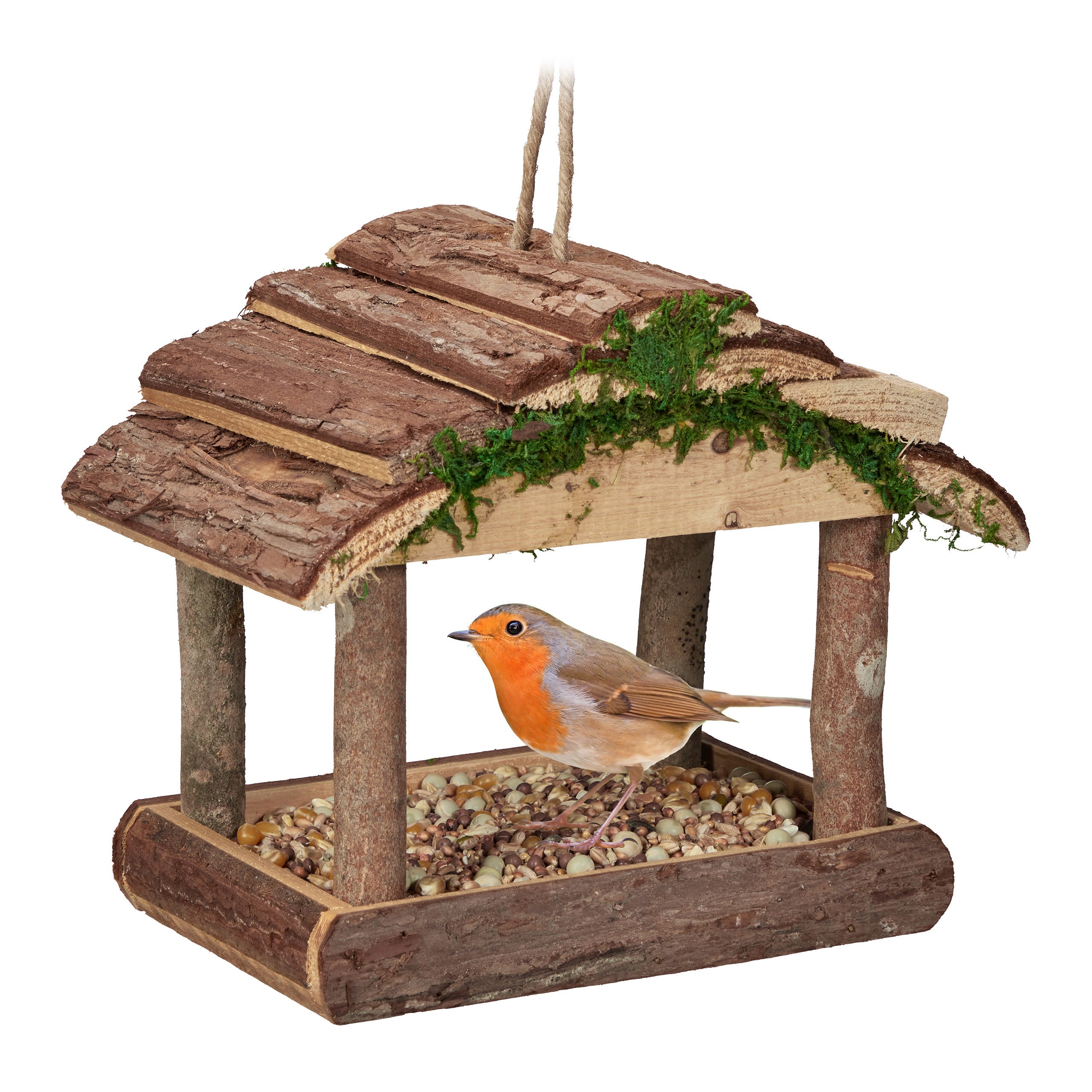 Mangiatoia Per Uccelli Da Esterno Con Funzione Di Blocco – Retrattile, Capacità 1kg, Marrone, Per Birdwatching In Giardino