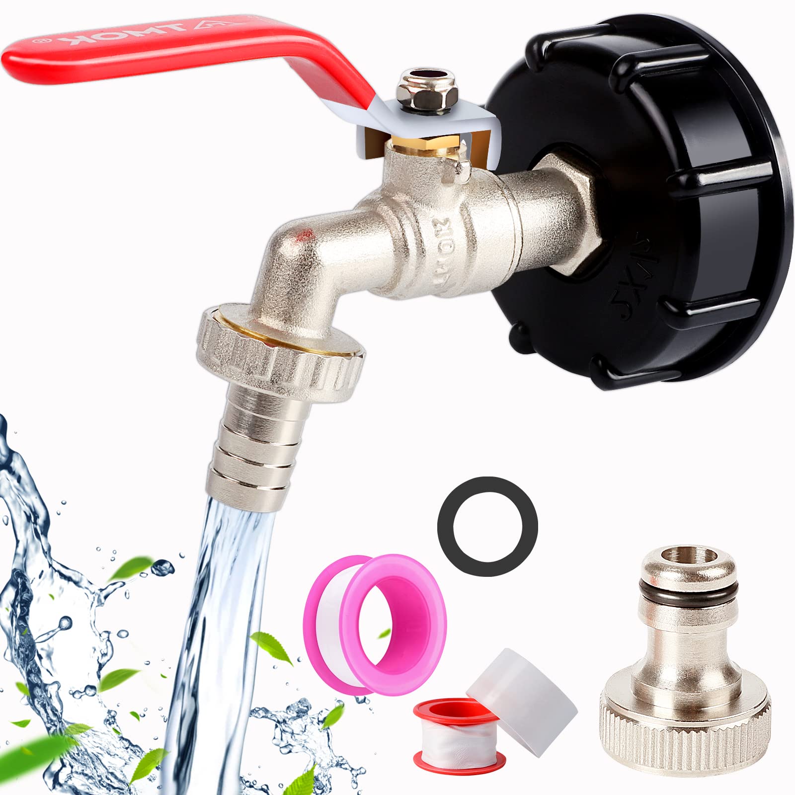 Adattatore Serbatoio IBC Connettore filettato 1/2, Rubinetto Serbatoio 1000L Rubinetto Recuperatore Acqua Pioggia, Rubinetto Presa Raccordo Valvola Rubinetto Raccordi Tubo Irrigazione
