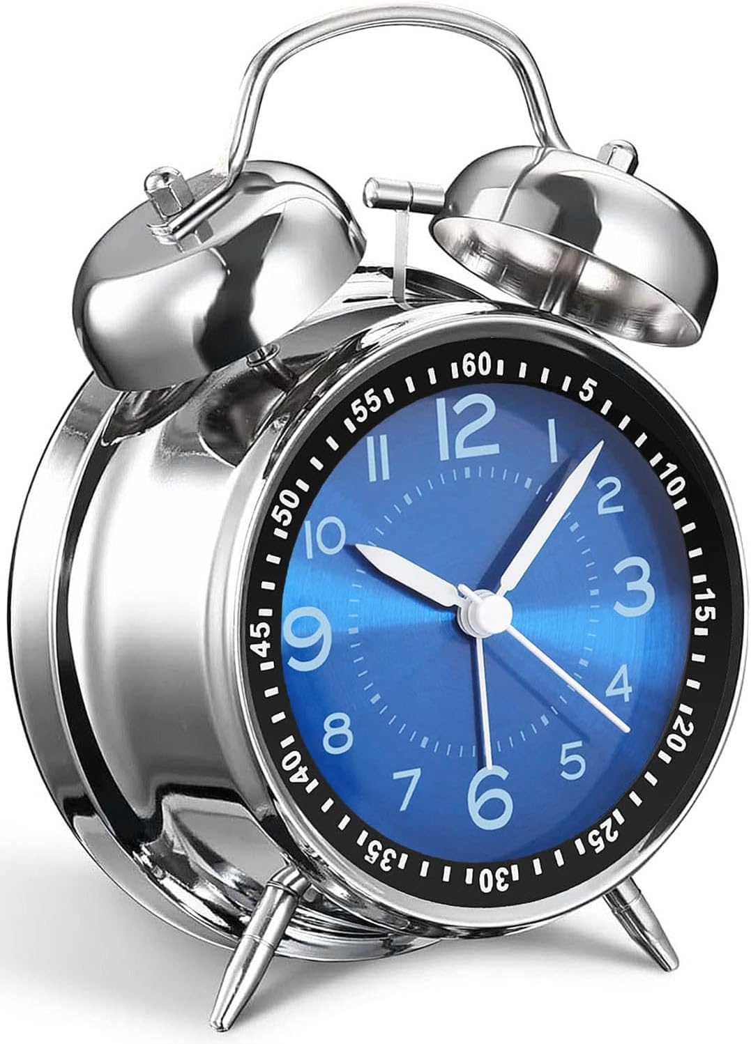 Réveil analogique, silencieux, sans tic-tac, avec lumière, répétition, fonctionne avec piles, alarme forte, lumineux, portable, petit réveil de voyage silencieux pour dormeur profond