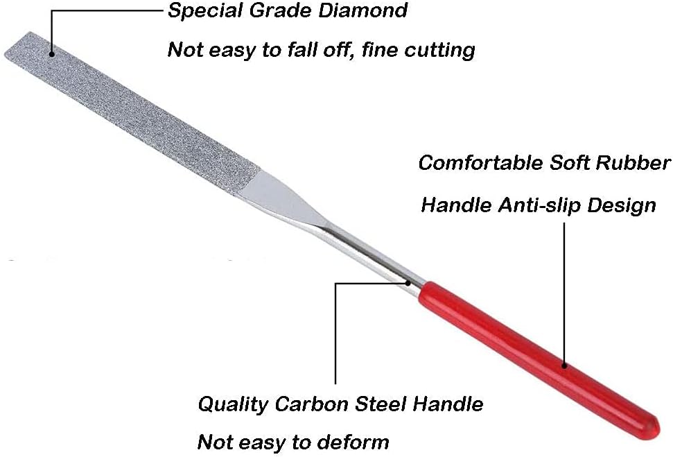 10 Pcs Assortis Mini Limes à Aiguille Diamant en Tige de 3x140mm, Ensemble de Fichiers Polyvalentes Diamant Lime en Métal pour Bijoutiers Verre Sculpt - 4