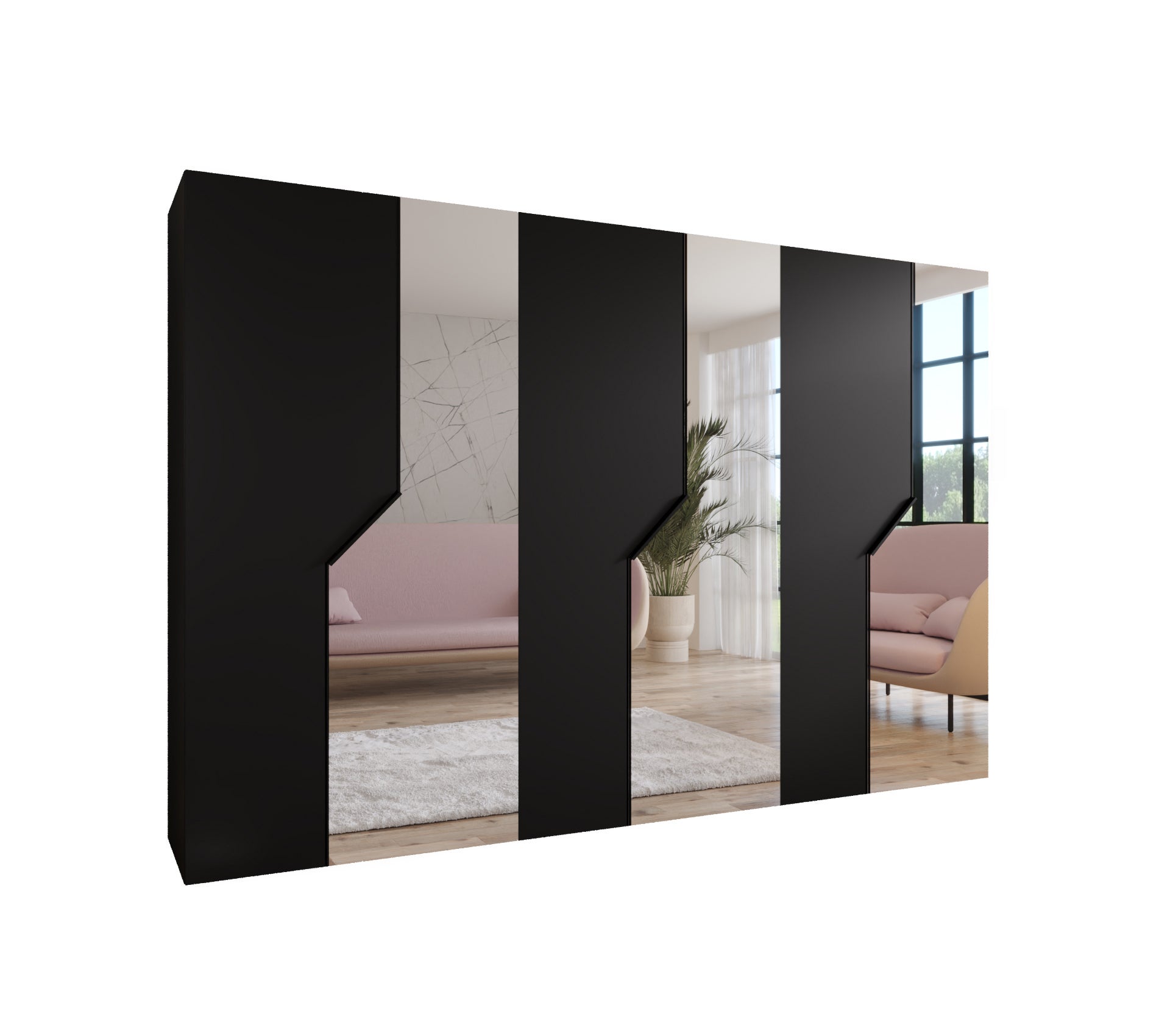 Szafa uchylna otwierana Andrew 2 300 (100x3) x 52 x 202 cm czarny + u. Czarny Abiks Meble