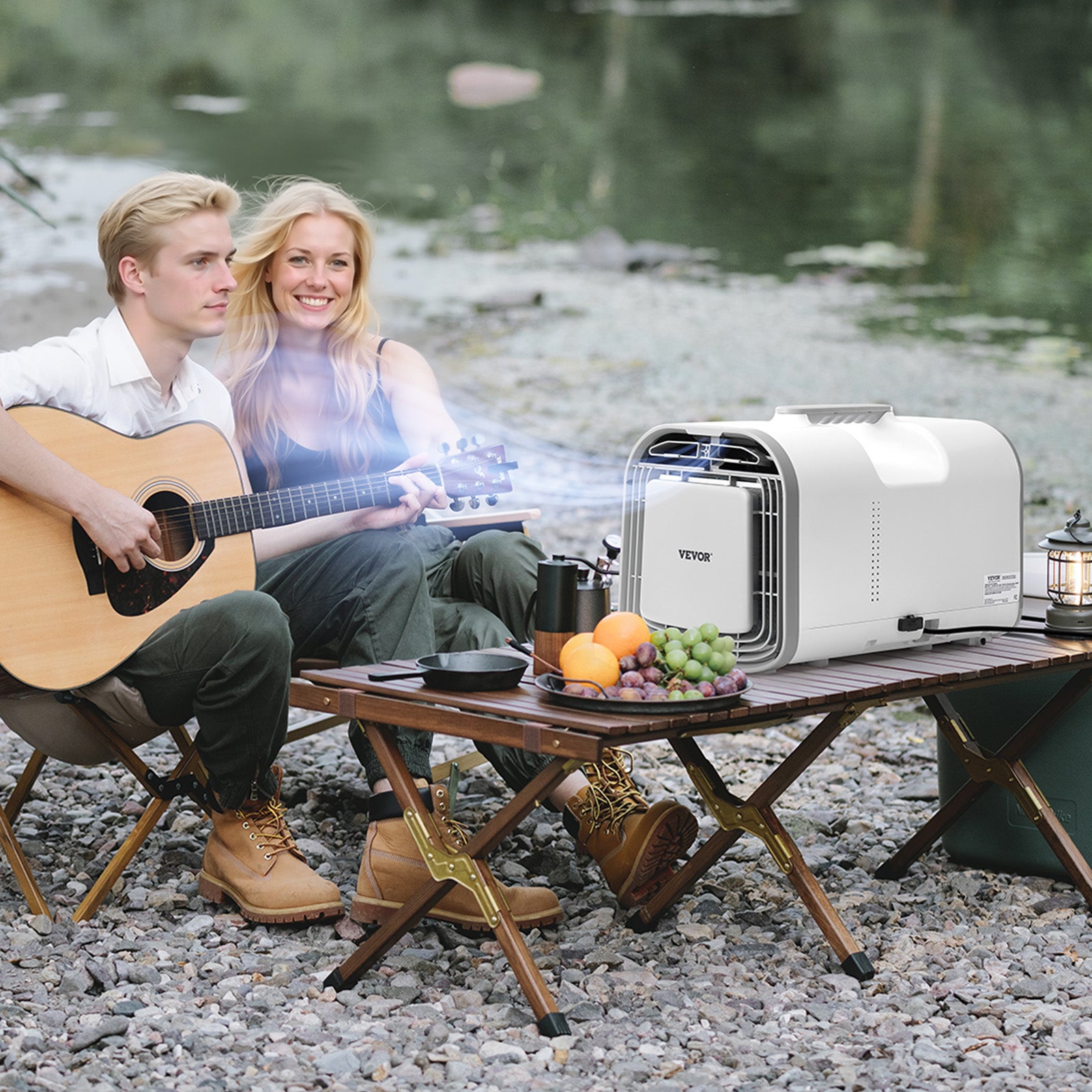 Ar Condicionado Portátil 4250 BTU, Climatizador de 3 Velocidades com Timer de 24H, Temperatura Ajustável de 16-32°C, Compatível AC/DC, Branco VEVOR - 8