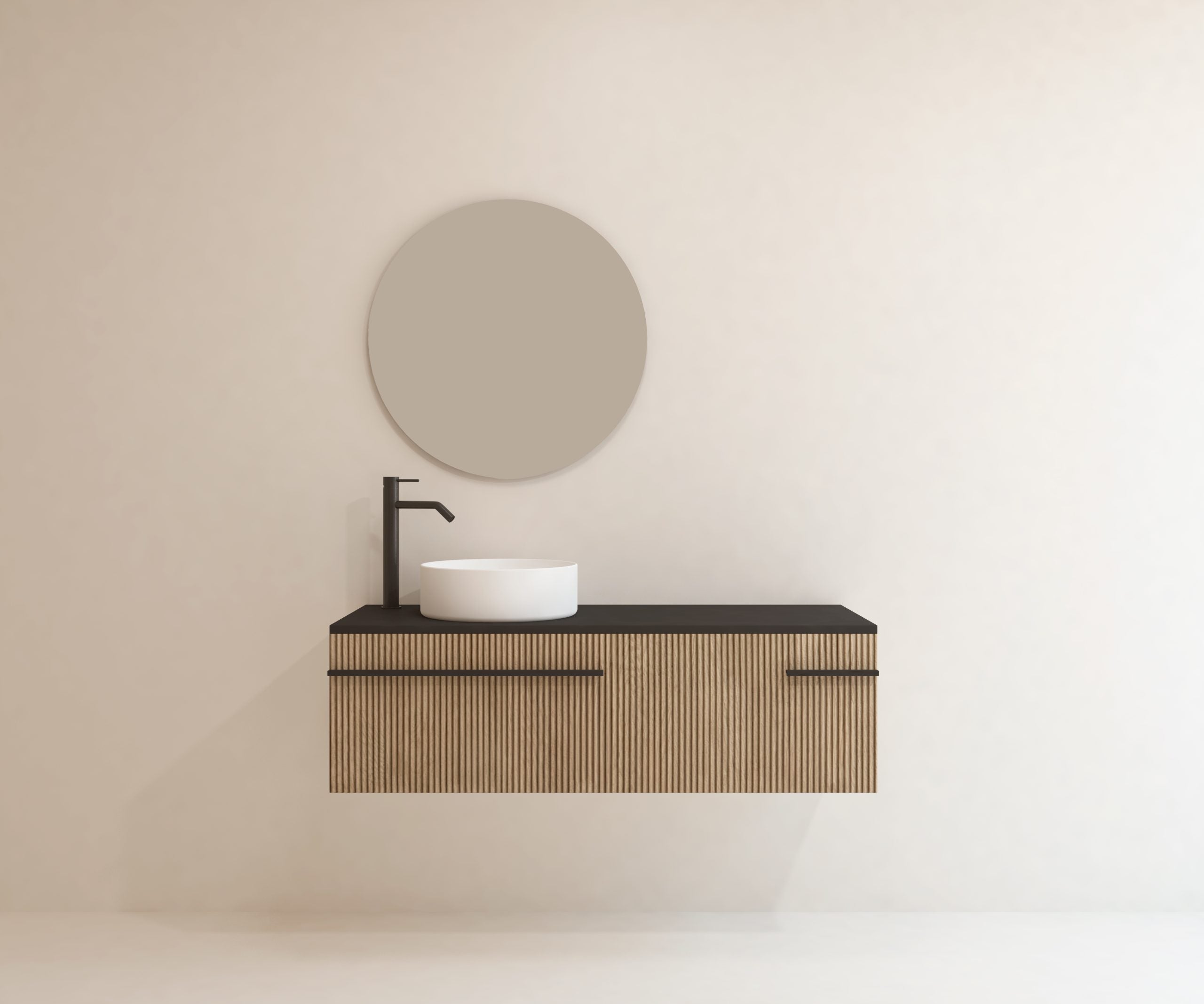 Ensemble de salle de bains Avantarea VOUGLANS Alcatraz 120 cm + lavabo + miroir rond - 4
