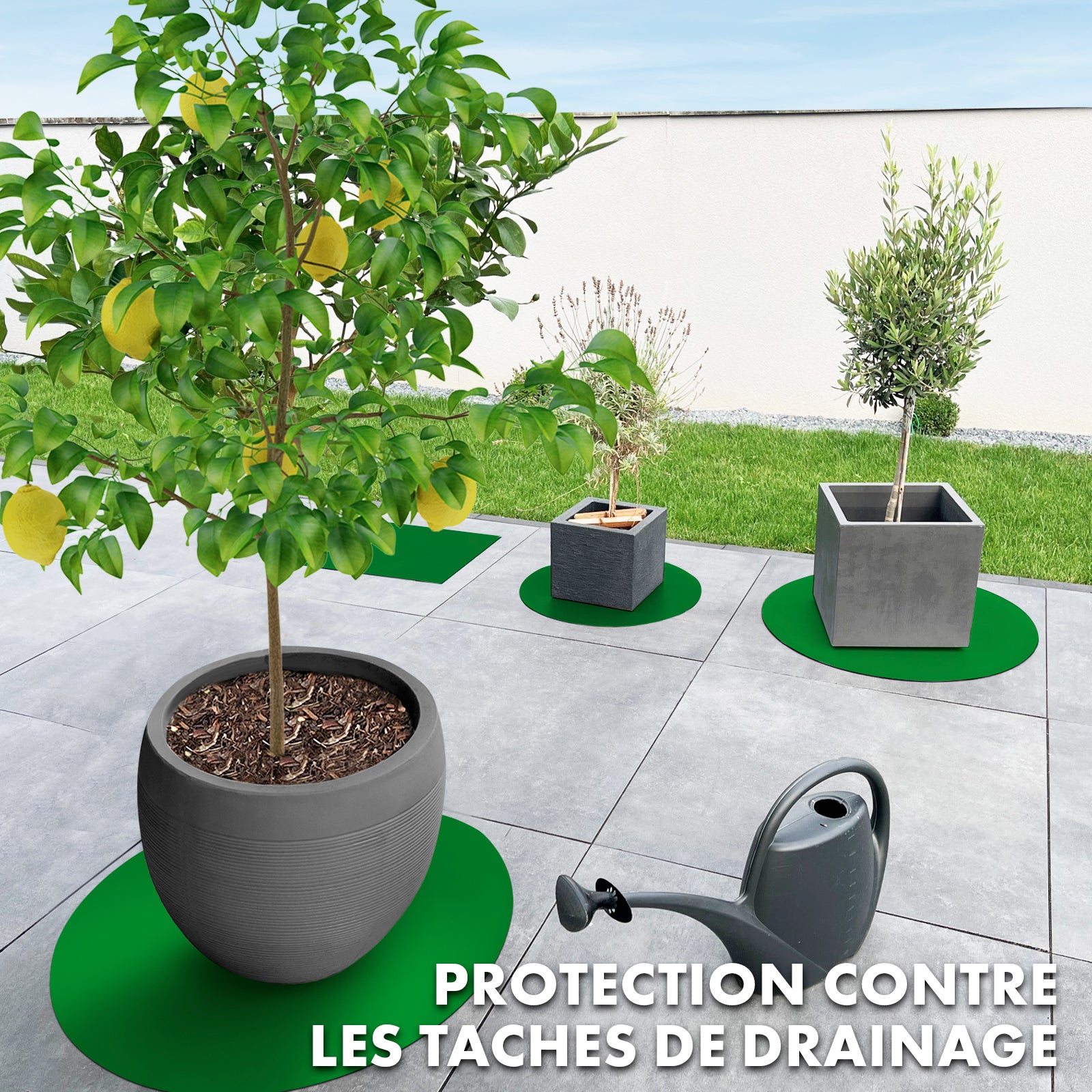 Tapis de jardinière Dessous de Pot de Fleur Majesty, Rond 90 cm, Vert - 3