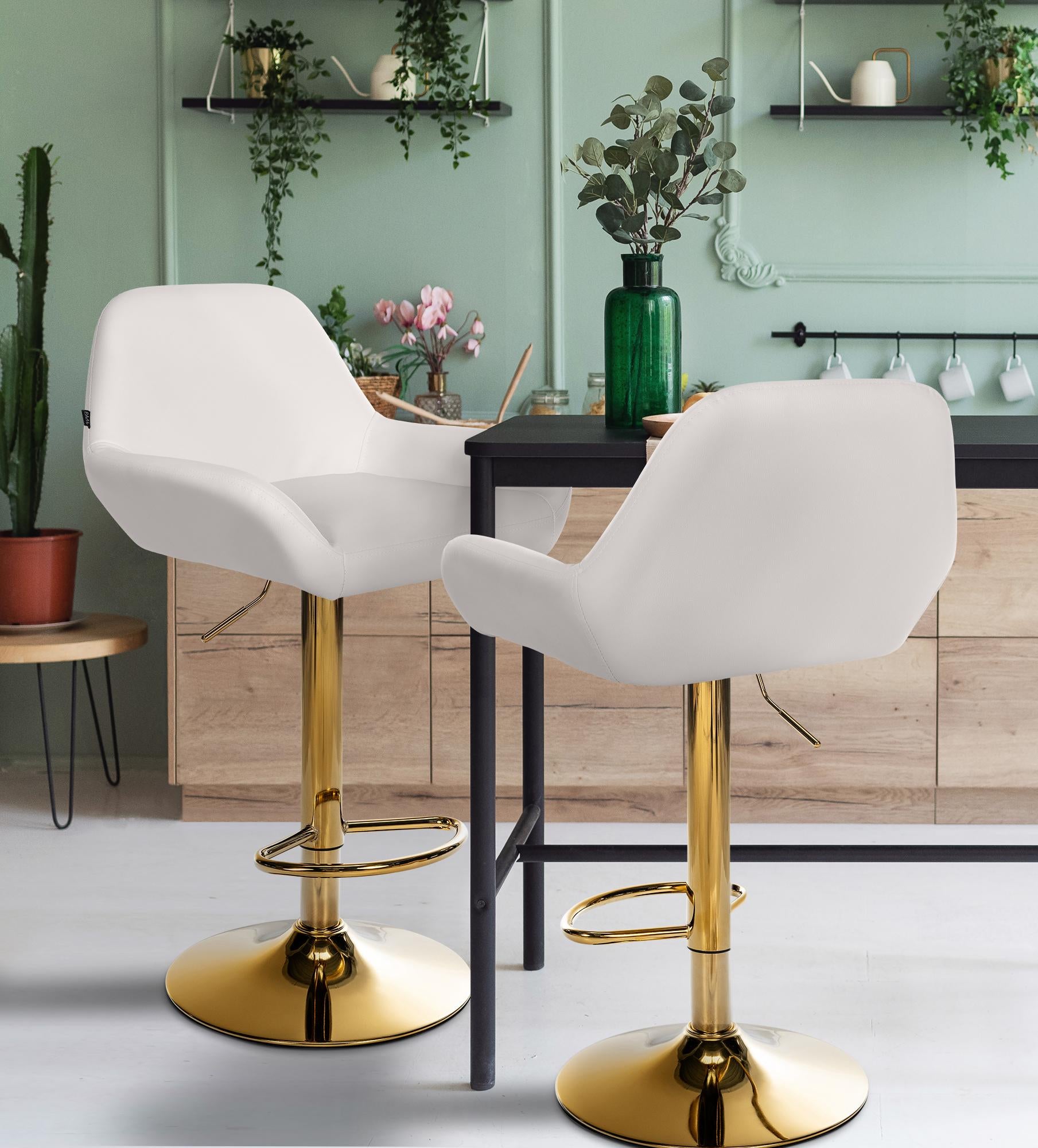 Set di sgabelli da bar Braga Gold in similpelle bianca Leroy