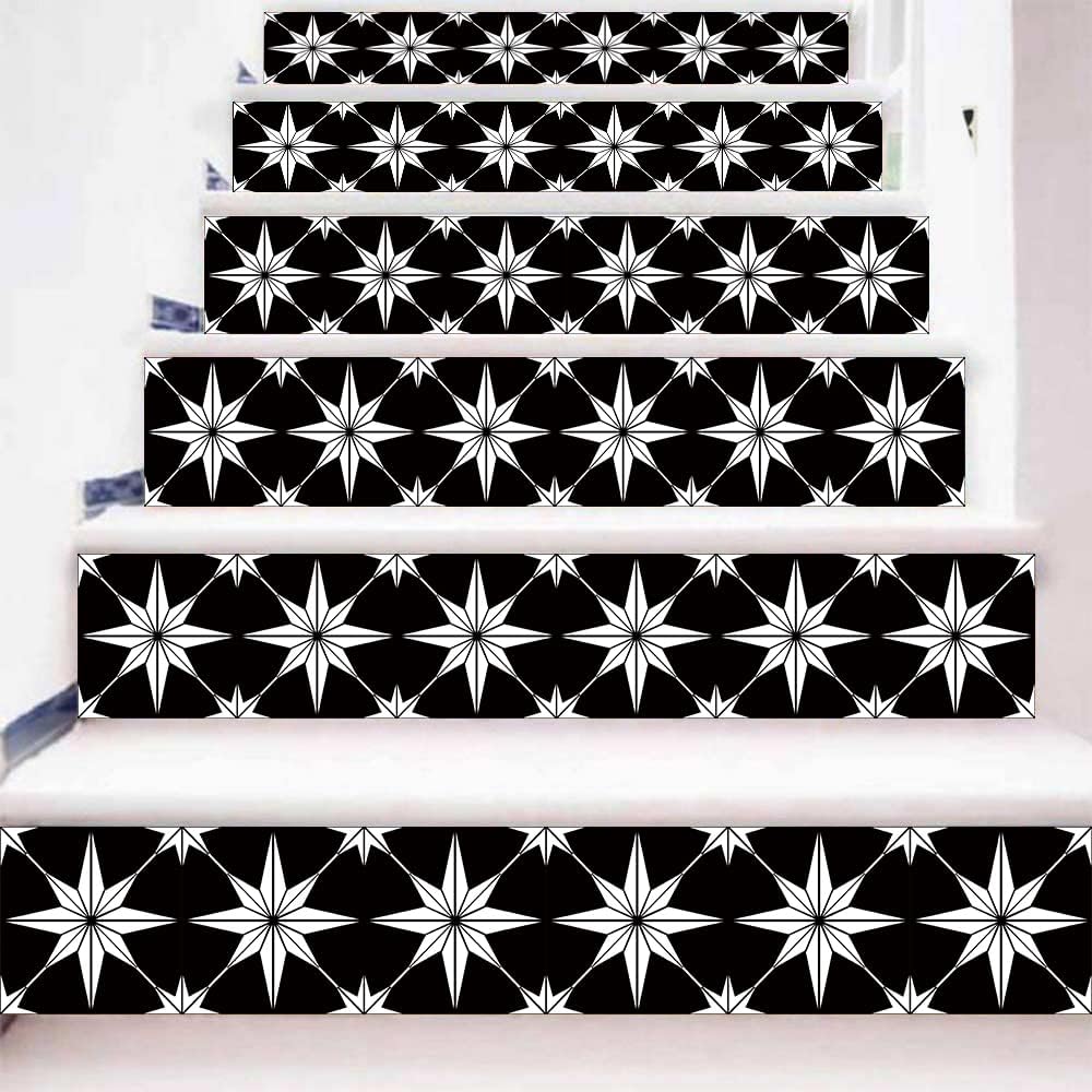 Zestaw 6 naklejek na schody, 100 x 18 cm (dł. x szer.), na panele ścienne i podstopnice, wodoodporne, zdejmowane, dekoracyjne do domu