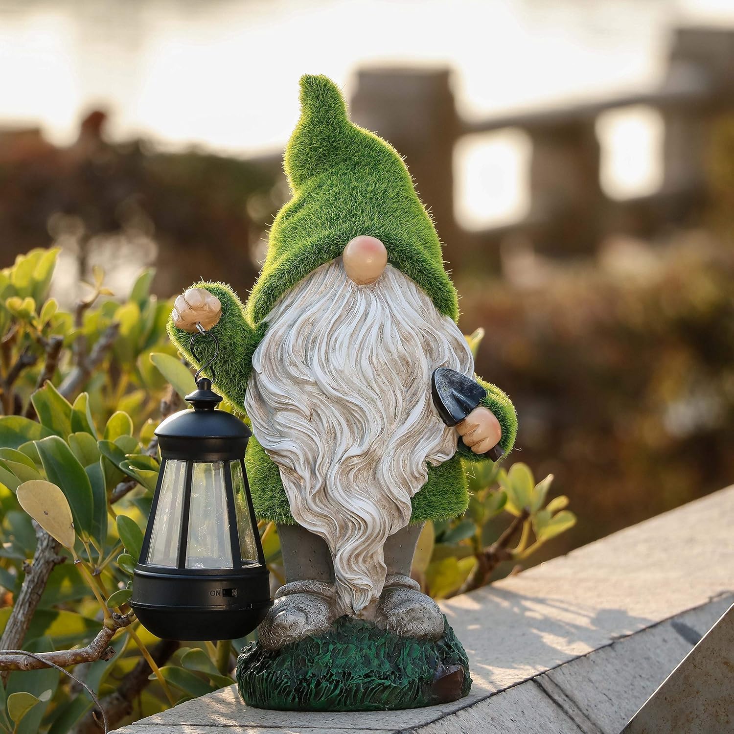 Drôle Nain Statue de Jardin Extérieur Ornements, Étanche Résine Figurine Nain de Jardin avec Solaire Lampes pour Cour Extérieure Décoration - 5