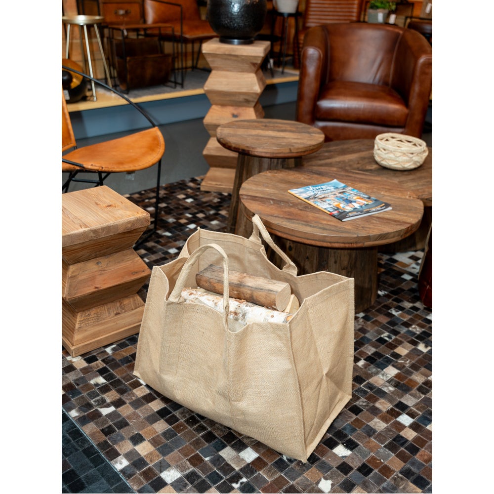 Sac à bûches toile de jute vert Leroy Merlin