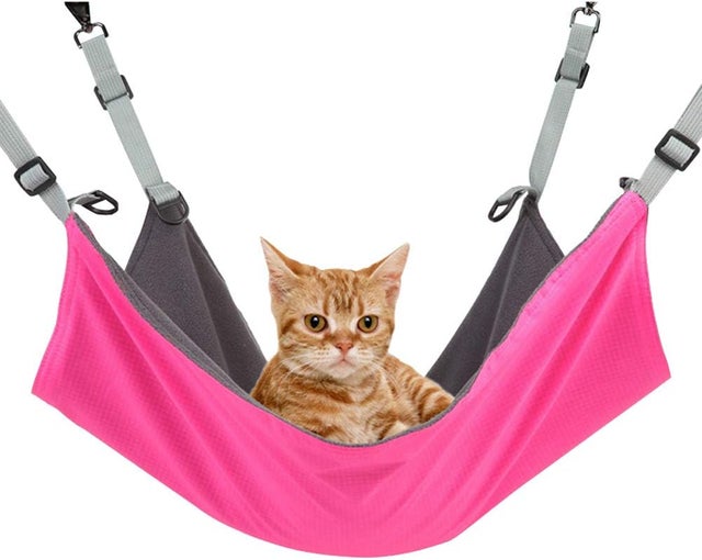 Rede suspensa para gatos rede para animais estimação para gaiolas cama ajustável para gatos com lados tapete descanso confortável à prova água dormir