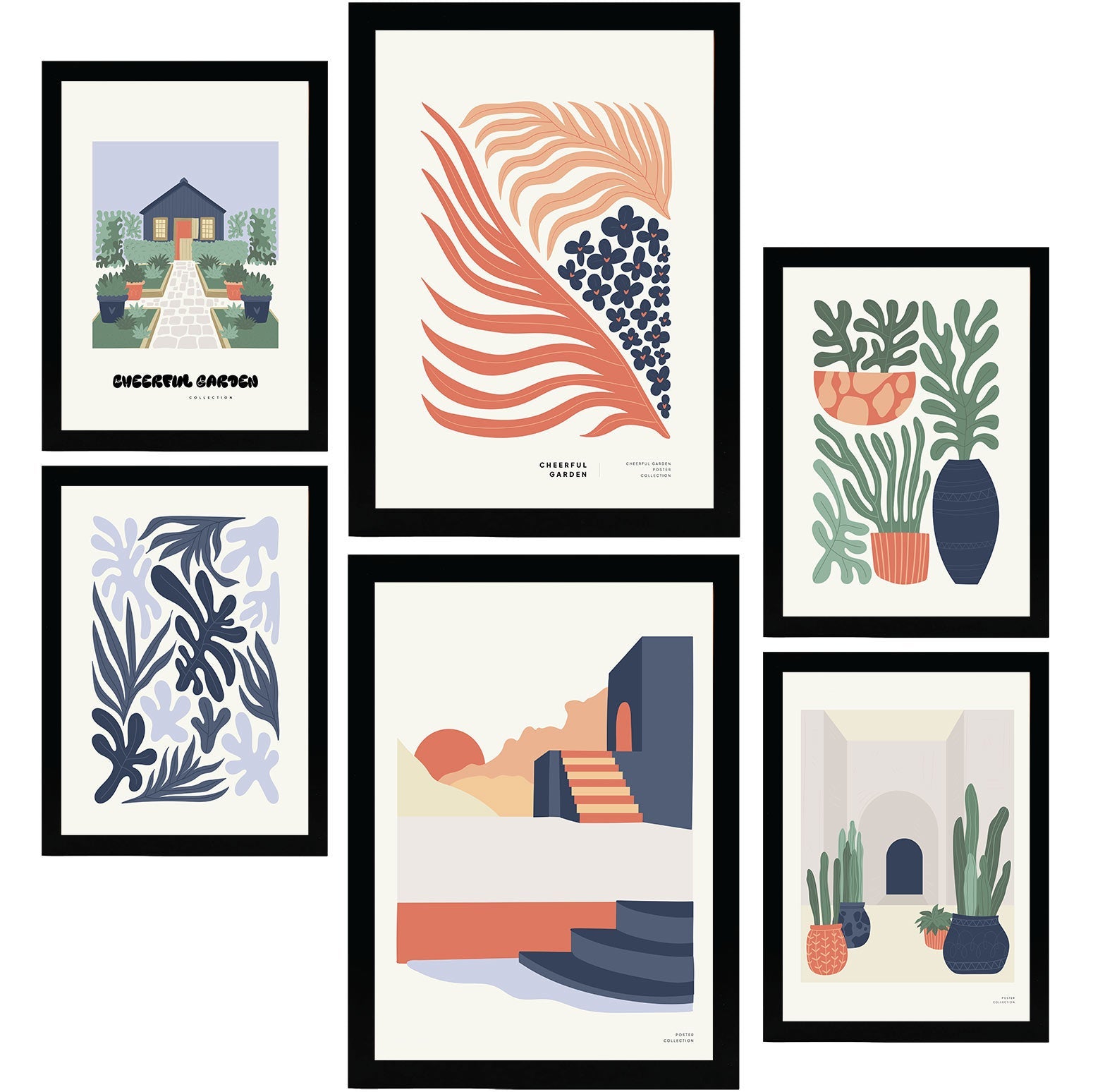 Nacnic set de 6 posters minimalismo en colores pastel jardín alegre láminas de paisajes y naturaleza para el diseño y tamaños a3 & a4 sin marcos