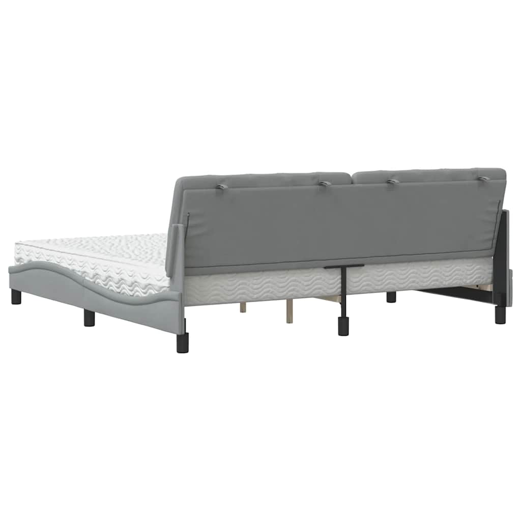 Lit avec matelas gris clair 200x200 cm tissu - 8