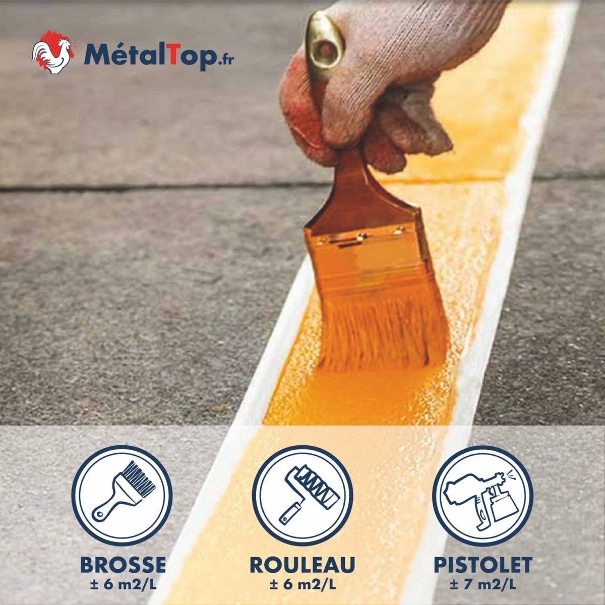 Peinture Sol Exterieur - Noir foncé - RAL 9005 - 5 L - Métaltop - 5