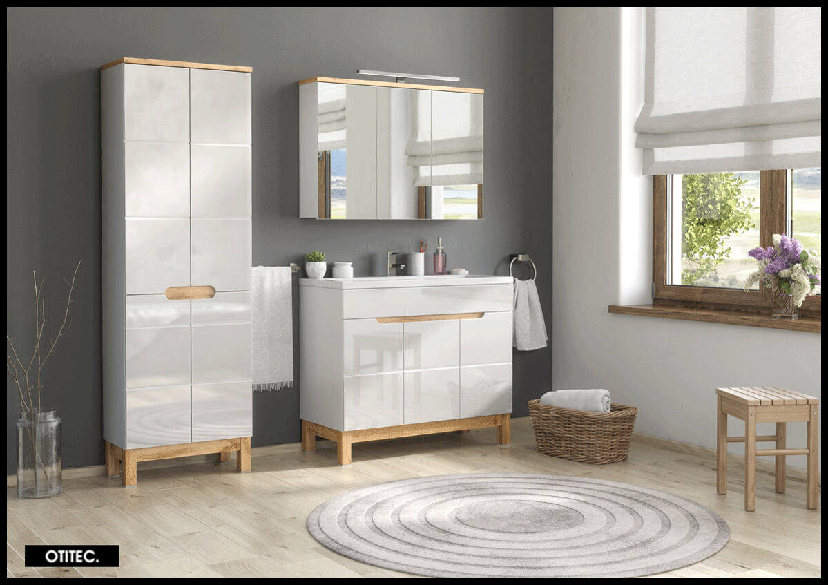 Ensemble meuble de salle de bain - 100 cm - avec vasque à encastrer