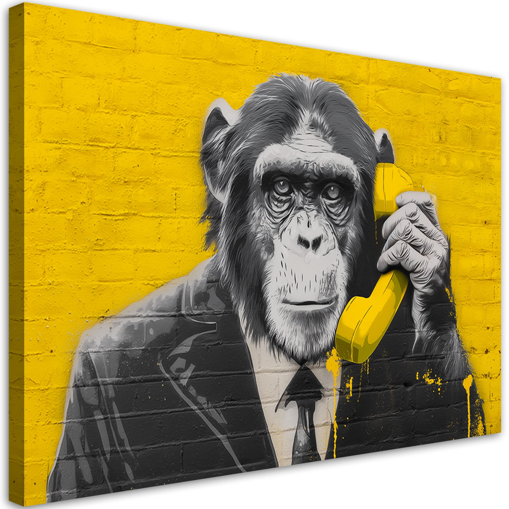 Obraz na płótnie, Małpa Pop Art Żółty 60x40