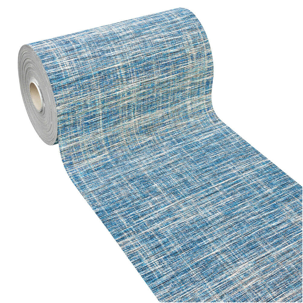 Alfombra de cocina 52x360 cm pasillo antideslizante flexible recortable color sólido azul