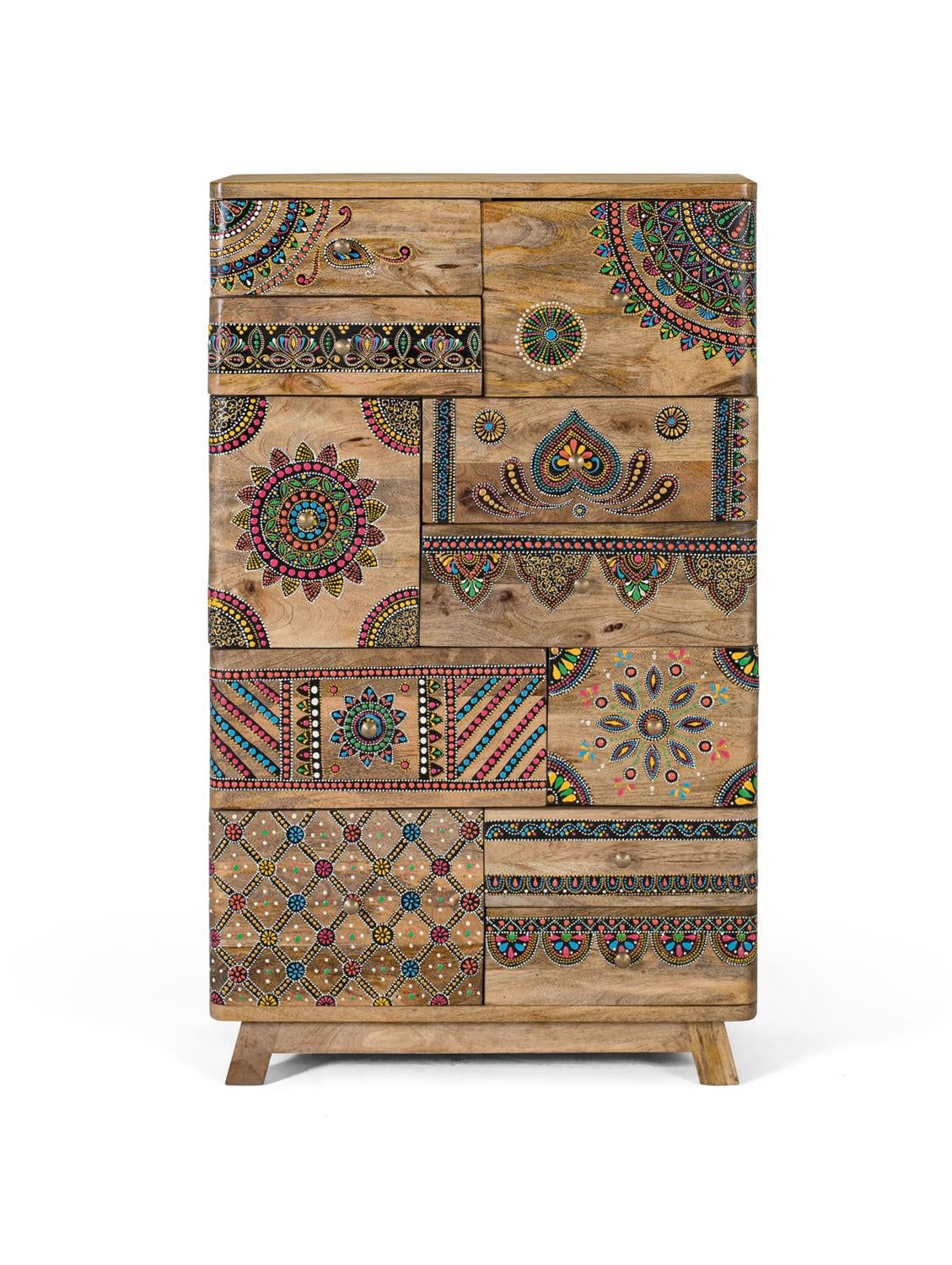 Commode en bois manguier peint à la main