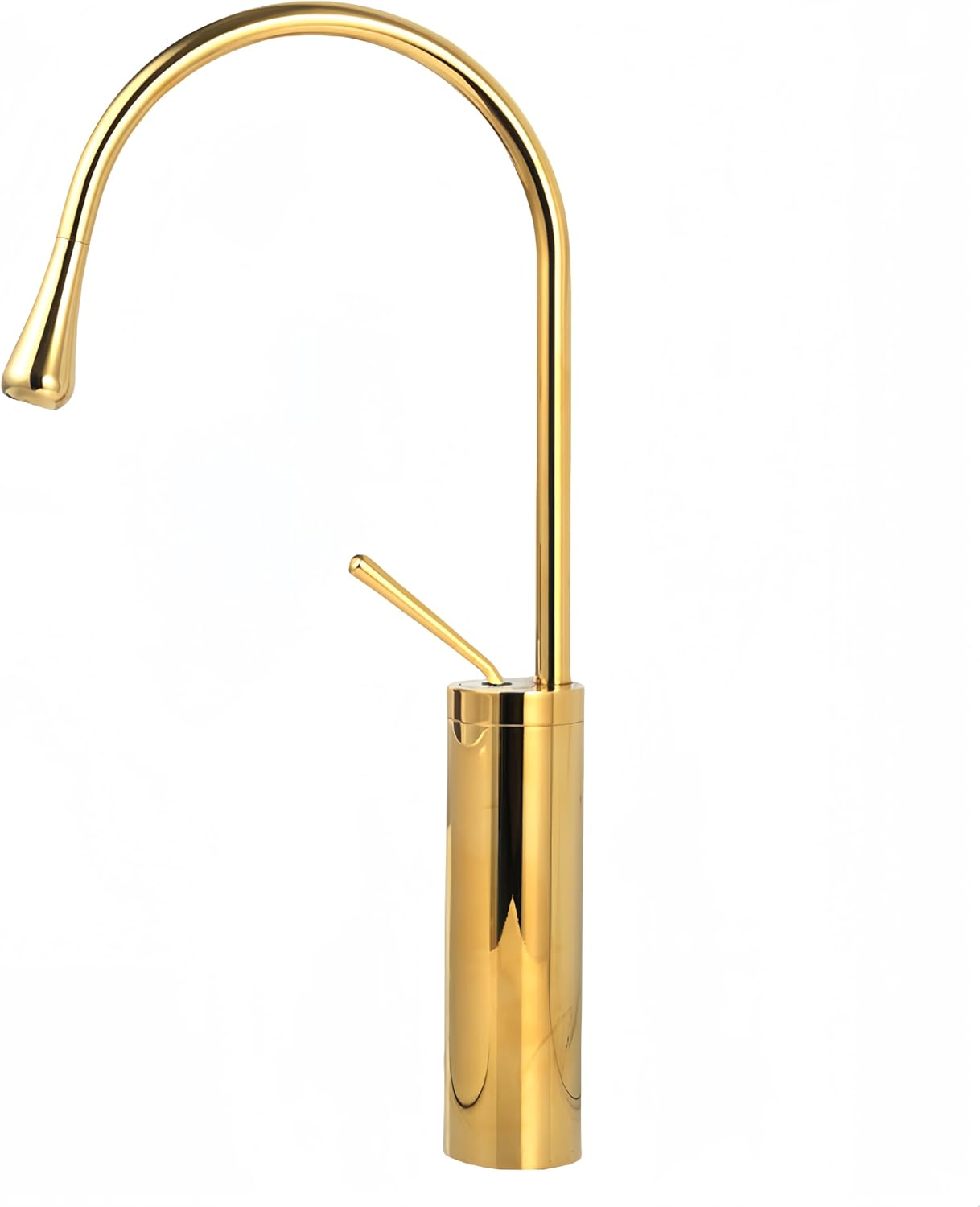 Bateria łazienkowa, bateria umywalkowa jednouchwytowa, ciepła i zimna woda, wysokość 48 cm (złota)