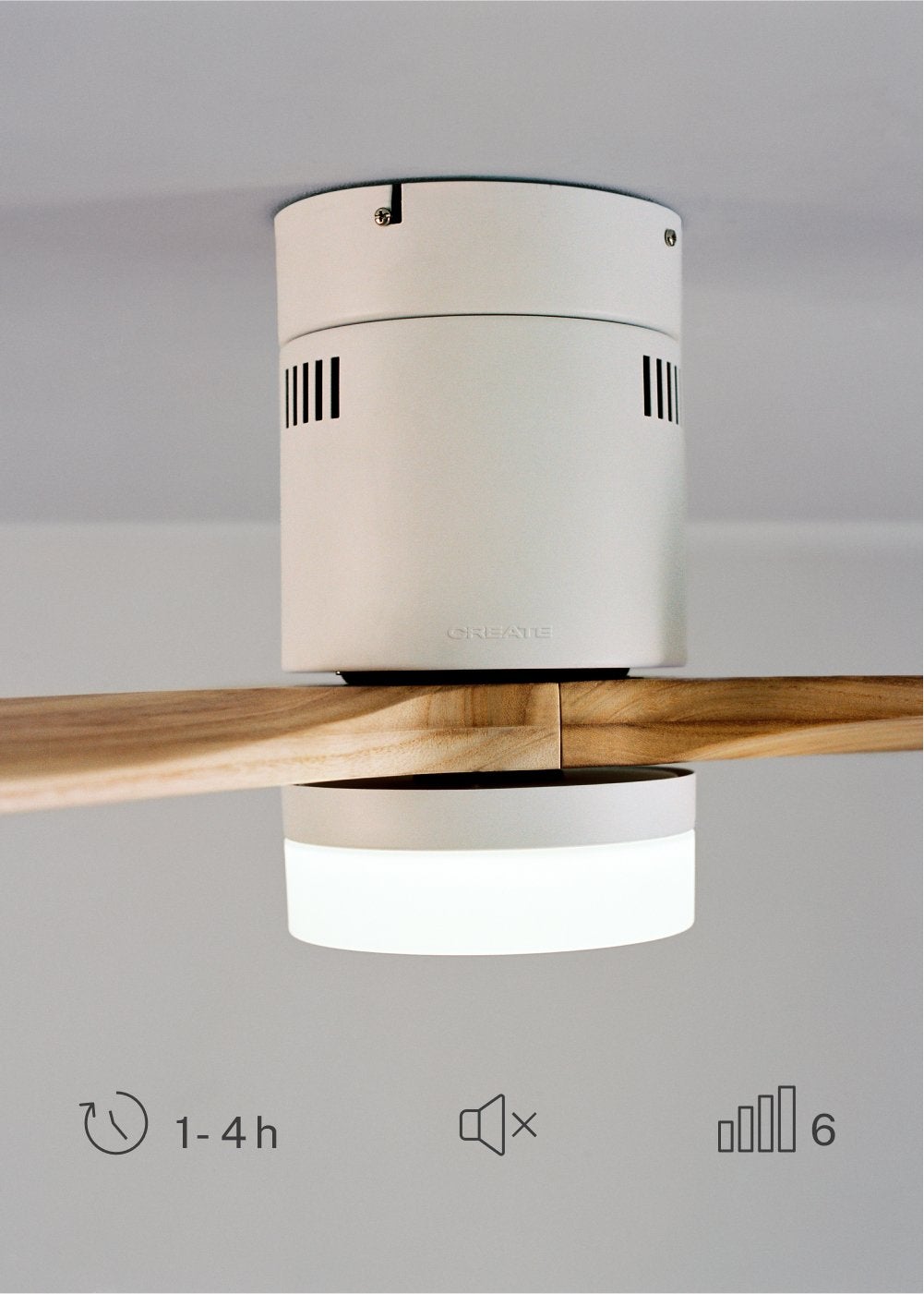 WIND CALM NATURAL WOOD M - Ventoinha de teto 40W silencioso 100% madeira - Com luz - com wifi - 5