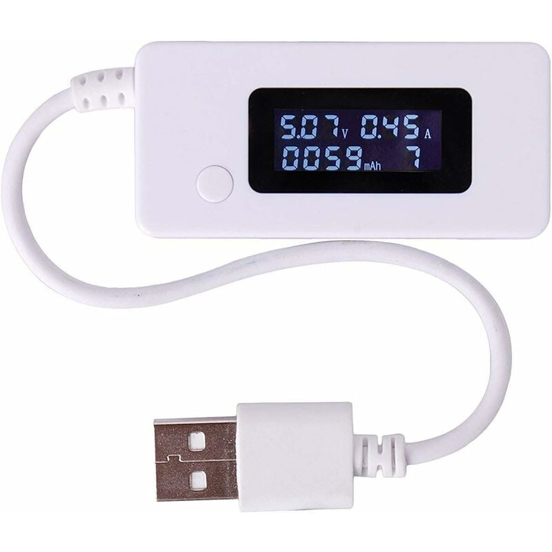 Blanc Queue LCD rétro-éclairage LCD Affichage numérique USB ampèremètre ...