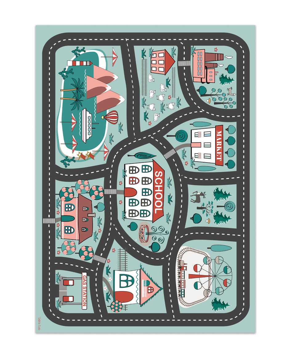 Alfombra vinílica infantil a03 azul 120x168 cm pie de cama pvc interior exterior