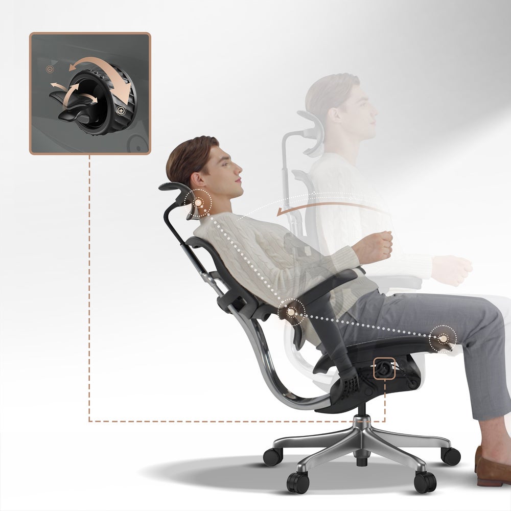 Sedia da ufficio direzionale con poggiapiedi, ergonomica con schienale alto, sedia da computer con poggiatesta regolabile, altezza, blocco dell' inclinazione, cuscino di supporto lombare extra per il