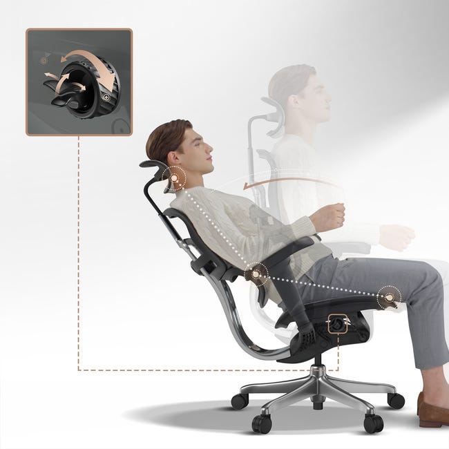 Sedia da ufficio direzionale con poggiapiedi, ergonomica con schienale alto, sedia da computer con poggiatesta regolabile, altezza, blocco dell' inclinazione, cuscino di supporto lombare extra per il Sedia da ufficio direzionale con poggiapiedi, ergonomica con schienale alto, sedia da computer con poggiatesta regolabile, altezza, blocco dell' inclinazione, cuscino di supporto lombare extra per il