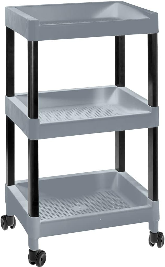 Carrello Portaoggetti Multifunzione COM-FORT HOUSE, 3 Ripiani, Con Ruote, Mobile Per Cucina, Bagno, Ufficio, Colore Blu - 5