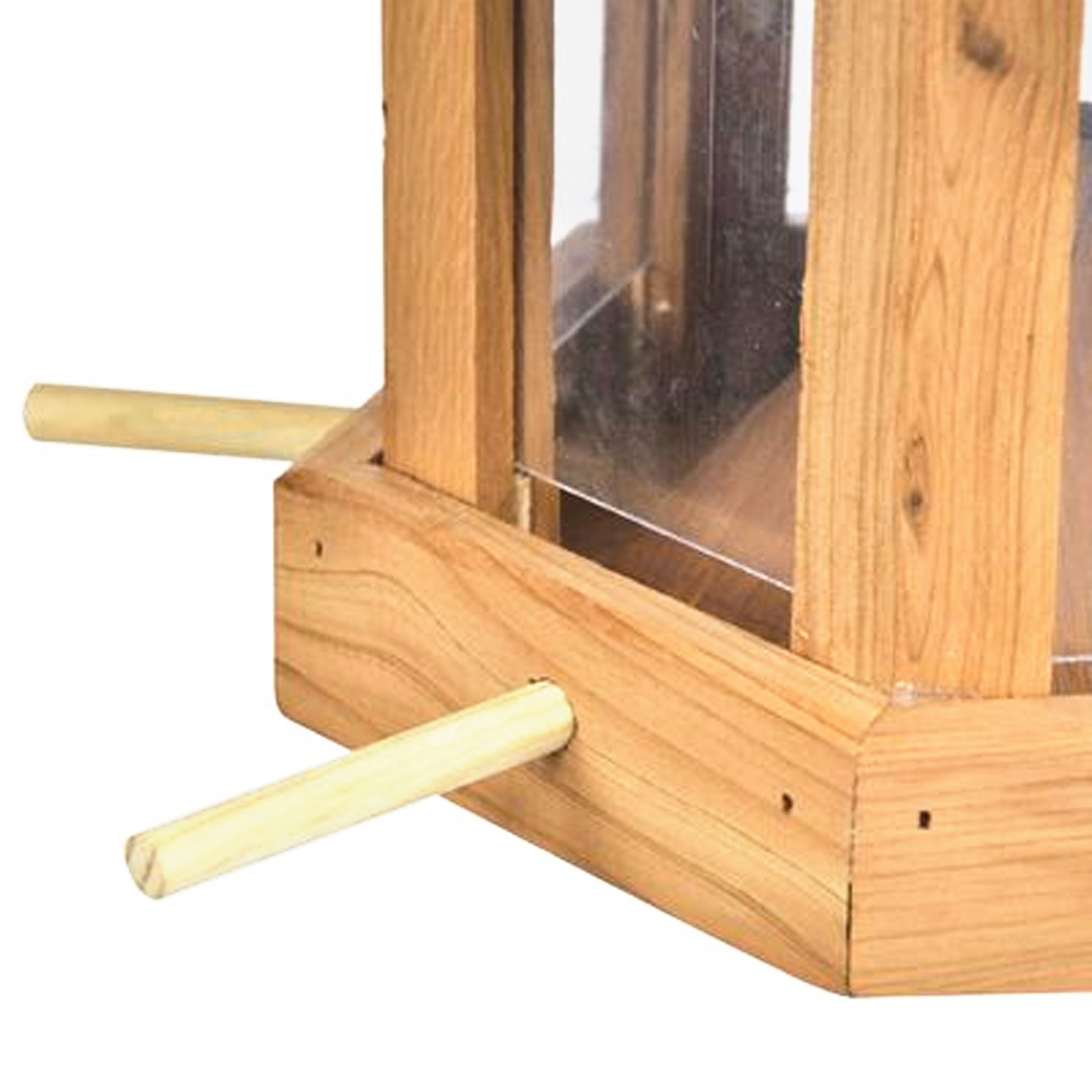 FISHTEC - Mangeoire oiseaux bois cèdre rouge et pin - 6 perchoirs - Hexagonale 26x22 cm - Toit amovible - Fixation murale ou suspendue - 6