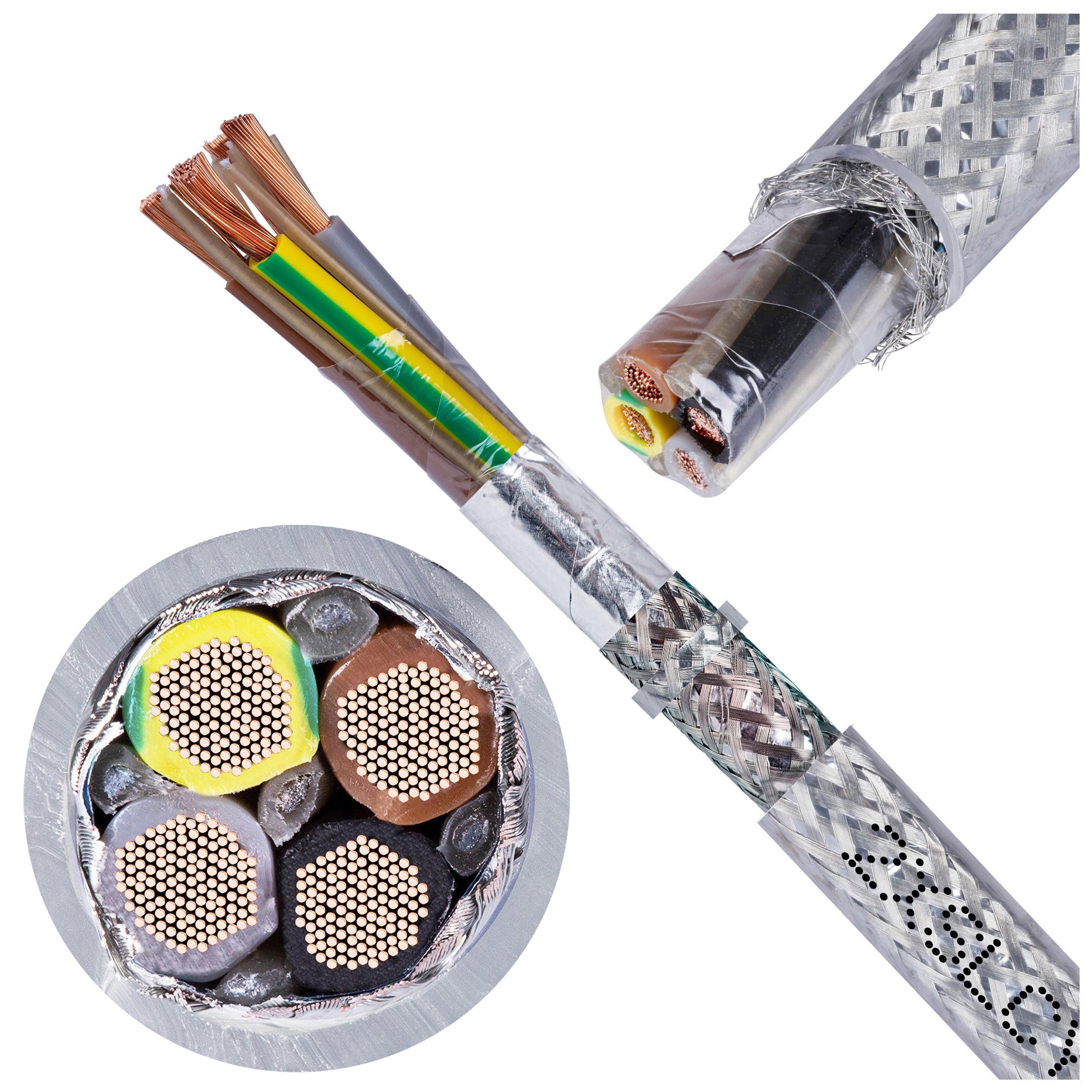 Kabel do falowników BiTservo 2XSLCY-J 4x2,5mm2 transparentny 0,6/1kV podwójnie ekranowany EMC linka Bitner 100m