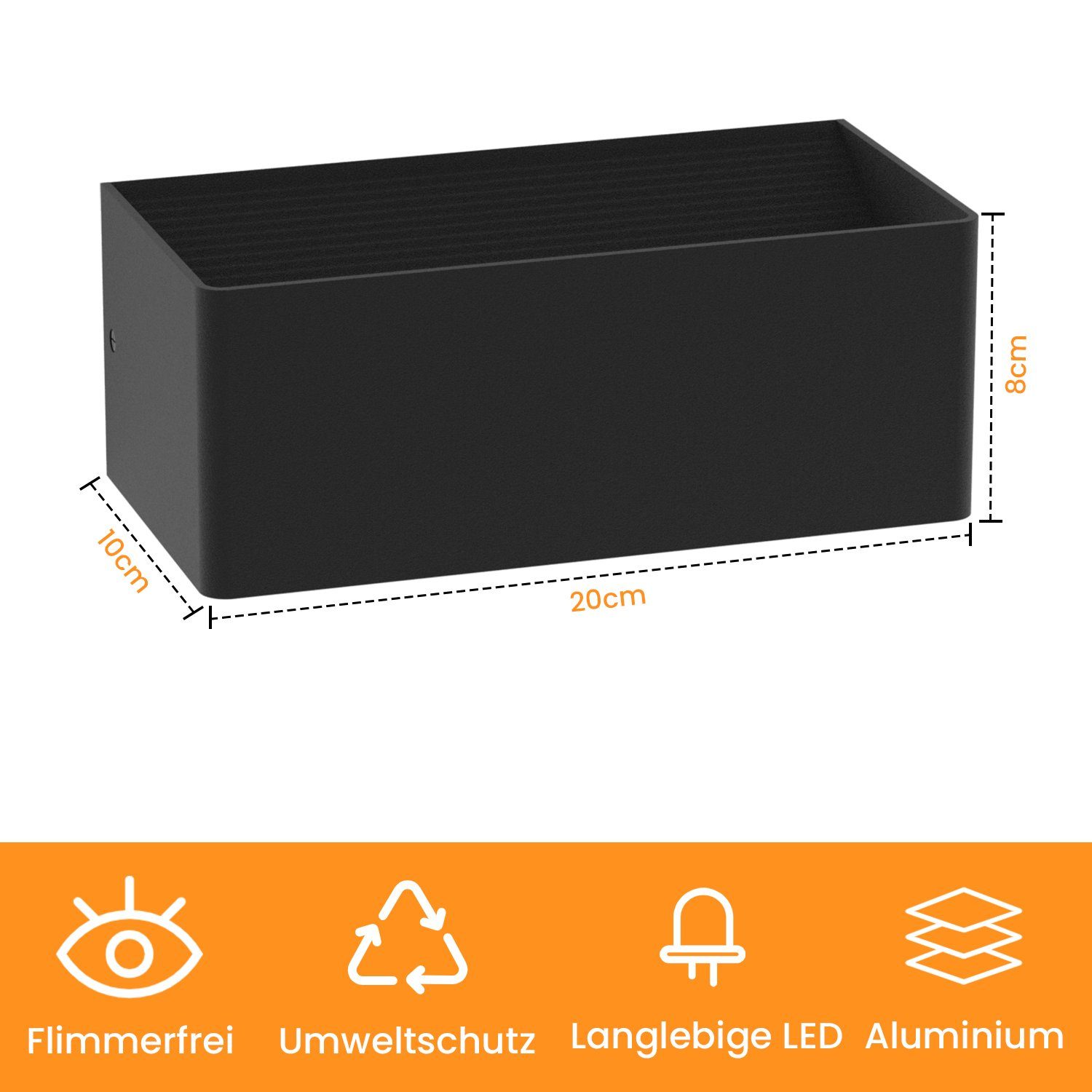 NETTLIFE Aplique LED de Pared Interior - Iluminación Negra Foco de Pared 5W, Lámpara de Escalera Arriba y Abajo, Haz Ajustable 3000K, Blanco Cálido - 8