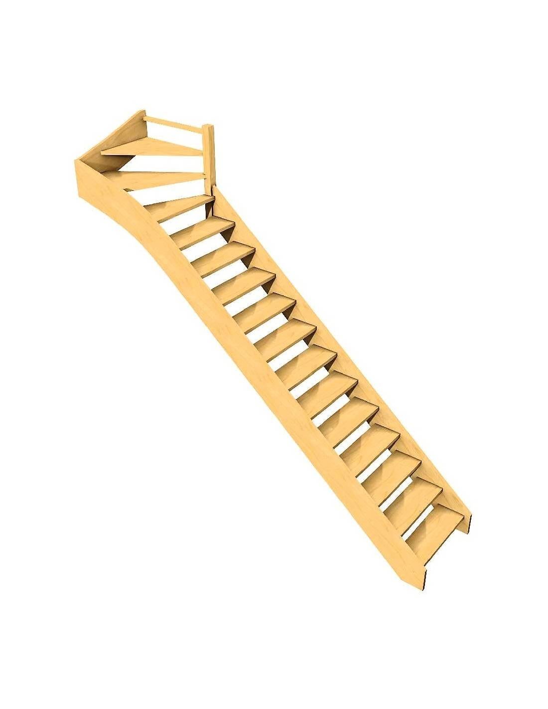 Escalier Quart Tournant Furka 288 Cm – Kit Recoupable- Haut à Droite Avec Contremarches Sapin H Sol Sol 288 Cm - 3