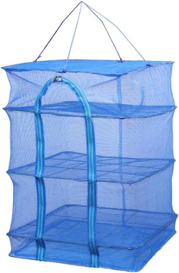 3-poziomowa wisząca siatkowa suszarka do ziół ze składanym zamkiem błyskawicznym do suszenia warzyw i ryb (wysokość 66 cm)