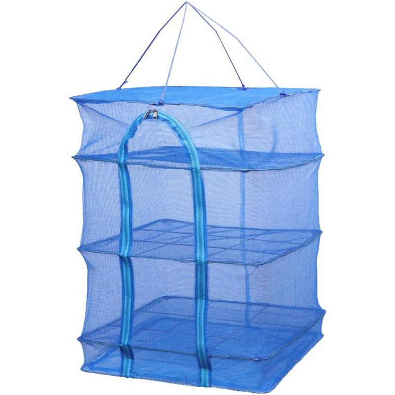 3-poziomowa wisząca siatkowa suszarka do ziół ze składanym zamkiem błyskawicznym do suszenia warzyw i ryb (wysokość 66 cm)