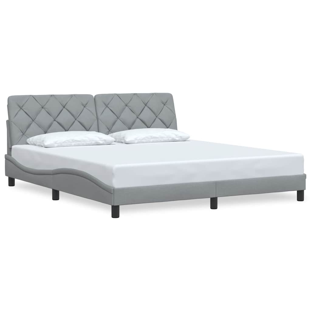 Cadre de lit sans matelas gris clair 180 x 200 cm en tissu - 2