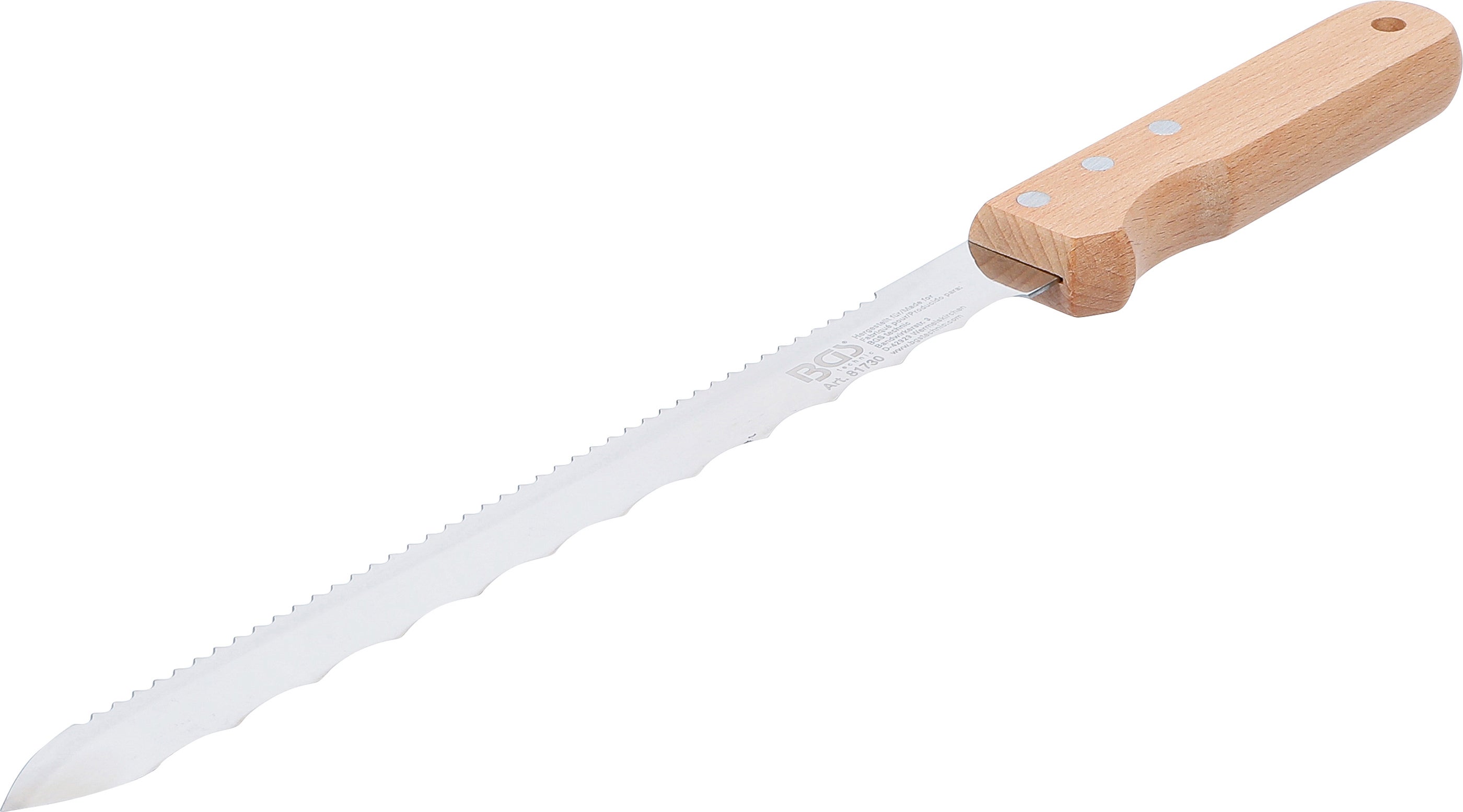 BGS 81730 | Coltello isolante | 420/280 mm | manico in legno | per lana isolante, lana di vetro, lana roccia, schiuma, polistirolo